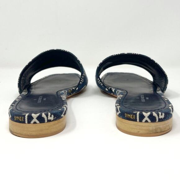 Louis Vuitton Monogram Denim Flat Slide‎ Sandals Blue Logo Print 37 - Picture 4 of 8